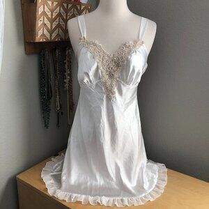 Linea Donatella Satin Chemise with Lace Accents